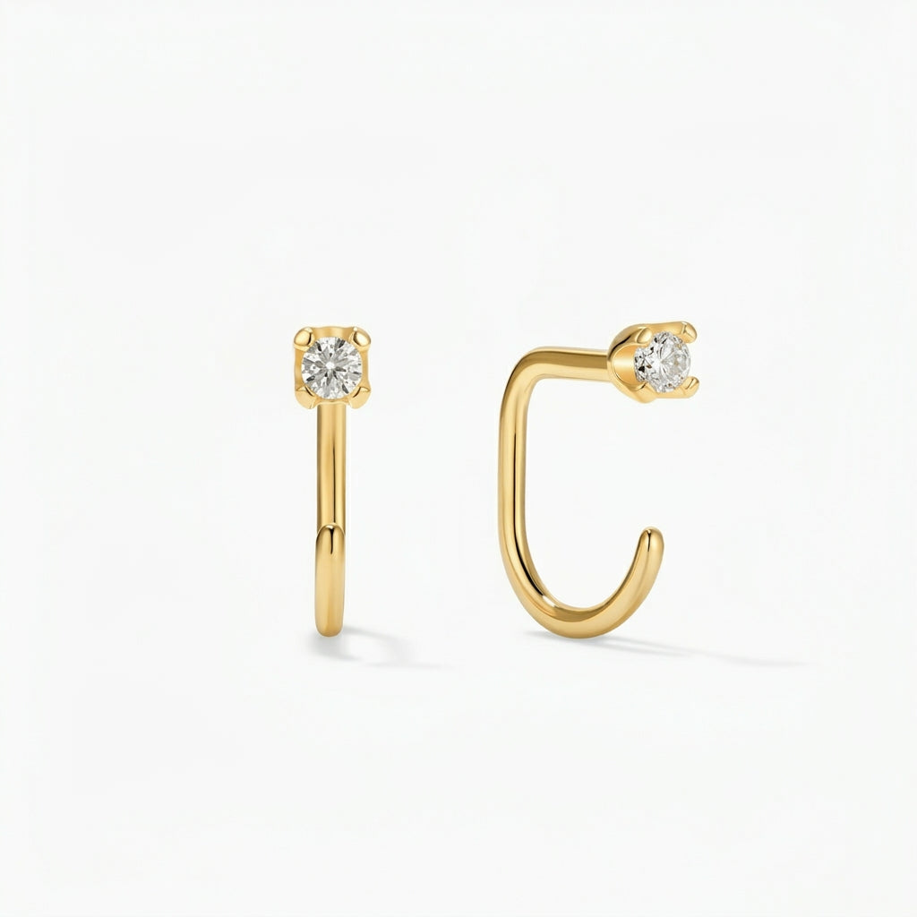 Aretes de Aro Eternos de Moissanita - 2mm